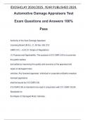 Automotive Damage Appraisers Test Exam Questions and Answers 100&percnt; Pass
