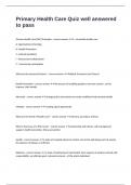 Primary Health Care Quiz well answered to pass