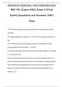 ASU BIO 181 Exam Package Deal Questions with 100&percnt; Correct Answers &vert; Guaranteed Success