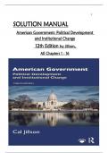 SOLUTION MANUAL For American Government&colon; Political Development and Institutional Change 12th Edition by Cal Jillson&comma; All Chapters 1 to 16 complete Verified editon 