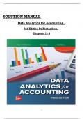 SOLUTION MANUAL For Data Analytics for Accounting&comma; 3rd Edition by Vernon Richardson&comma; All Chapters 1 to 9 complete Verified editon 