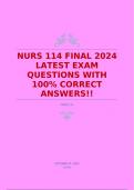 NURS 114 FINAL 2024 LATEST EXAM QUESTIONS WITH 100&percnt; CORRECT ANSWERS&excl;&excl;