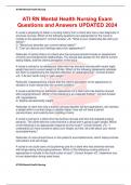 ATI RN Mental Health Nursing Exam Questions and Answers UPDATED 2024