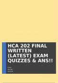 HCA 202 FINAL WRITTEN &lpar;LATEST&rpar; EXAM QUIZZES & ANS&excl;&excl;