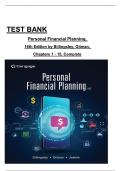 TEST BANK Personal Financial Planning&comma; 16th Edition by Billingsley&comma; Gitman&comma; All Chapters 1 to 15  complete Verified editon
