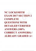 NC LOCKSMITH EXAM 2017 SECTION 2 COMPLETE  QUESTIONS WITH DETAILED VERIFIED ANSWERS &lpar;100&percnt; CORRECT ANSWERS&rpar; &sol; ALREADY GRADED A&plus;