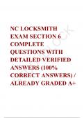NORTH CAROLINA PRACTICE LOCKSMITH EXAM SECTION 1-  6 COMPLETE QUESTIONS WITH DETAILED VERIFIED ANSWERS &lpar;100&percnt; CORRECT ANSWERS&rpar; &sol; PACAKGE DEAL 