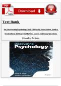 Test Bank for Discovering Psychology 10th Edition Isbn No&colon; 9781319473136 By Susan Nolan&comma; Sandra Hockenbury All Chapters Multiple choice And Essay Questions &vert;&vert;Complete A&plus; Guide