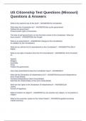 US Citizenship Test &lpar;Missouri&rpar; Questions & Answers