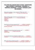 PILATES BALANCED BODY EXAM &vert; QUESTIONS AND CORRECT ANSWERS &vert; GRADED A&plus; &vert; VERIFIED ANSWERS &vert; LATEST VERSION &lpar;JUST RELEASED&rpar;