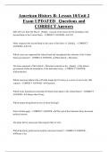 American History B- Lesson 10&sol;Unit 2  Exam UPDATED Questions and  CORRECT Answers