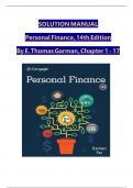 SOLUTION MANUAL Personal Finance&comma; 14th Edition By E&period; Thomas Garman&comma; Chapter 1 - 17
