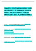 MNM3709 STRATEGIC MARKETING EXAM  WITH CORRECT ACTUAL QUESTIONS AND CORRECTLY  WELL DEFINED ANSWERS LATEST 2024 &ndash; 2025  ALREADY GRADED A&plus; 
