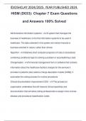 HISM &lpar;D033&rpar;&colon; Chapter 7 Exam Questions and Answers 100&percnt; Solved