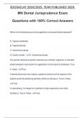 Minnesota Dental Jurisprudence EXAM PACKAGE DEAL QUESTIONS AND VERIFIED ANSWERS 100&percnt; GUARANTEED PASS &vert; LATEST UPDATE