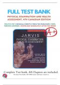 TEST BANK FOR Physical Examination and Health Assessment Canadian- 4th Edition &lpar;by Carolyn Jarvis&rpar; latest edition