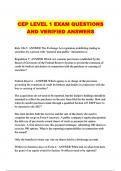 CEP LEVEL 1 EXAM QUESTIONS AND VERIFIED ANSWERS