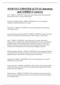 AVOP YUL UPDATED ACTUAL Questions  and CORRECT Answers
