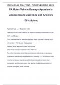 PA Motor Vehicle Damage Appraiser's License Exam Questions and Answers 100&percnt; Solved