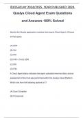 Qualys Cloud Agent Exam Questions and Answers 100&percnt; Solved