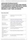 ADVANCED PHARMACOLOGY - PSYCHOPHARMACOLOGY&vert;2024-2025 UPDATE &vert; COMPREHENSIVE MOST FREQUENTLY TESTED QUESTIONS WITH VERIFIED SOLUTIONS&vert; GRADED A&plus;&vert; GET IT 100&percnt; ACCURATE&excl;&excl;
