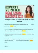 Michigan Drivers Ed Final Exam Q&A&sol; A&plus; Score Solution 