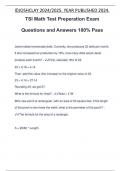 TSI Math Test Preperation Exam Questions and Answers 100&percnt; Pass