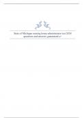 State of Michigan Nursing Home  Administrator Test 