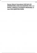 Pearson Edexcel International GCSE 4AC1&sol;02 INTERNATIONAL GCSE IN ACCOUNTING LEVEL 1 &sol;2 PAPER2&colon; FINANCIAL STATEMENTS Wednesday 12 June 2024 QUESTION PAPER