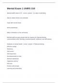 Mental Exam 1 UNRS 310 Question and answers rated A&plus;
