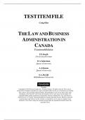 Test Bank For Law and Business Administration in Canada&comma; The&comma; 15th Edition by J E&period; Smyth&comma; Dan Soberman&comma; A J&period; Easson&comma; Shelley McGill Chapter 1-32