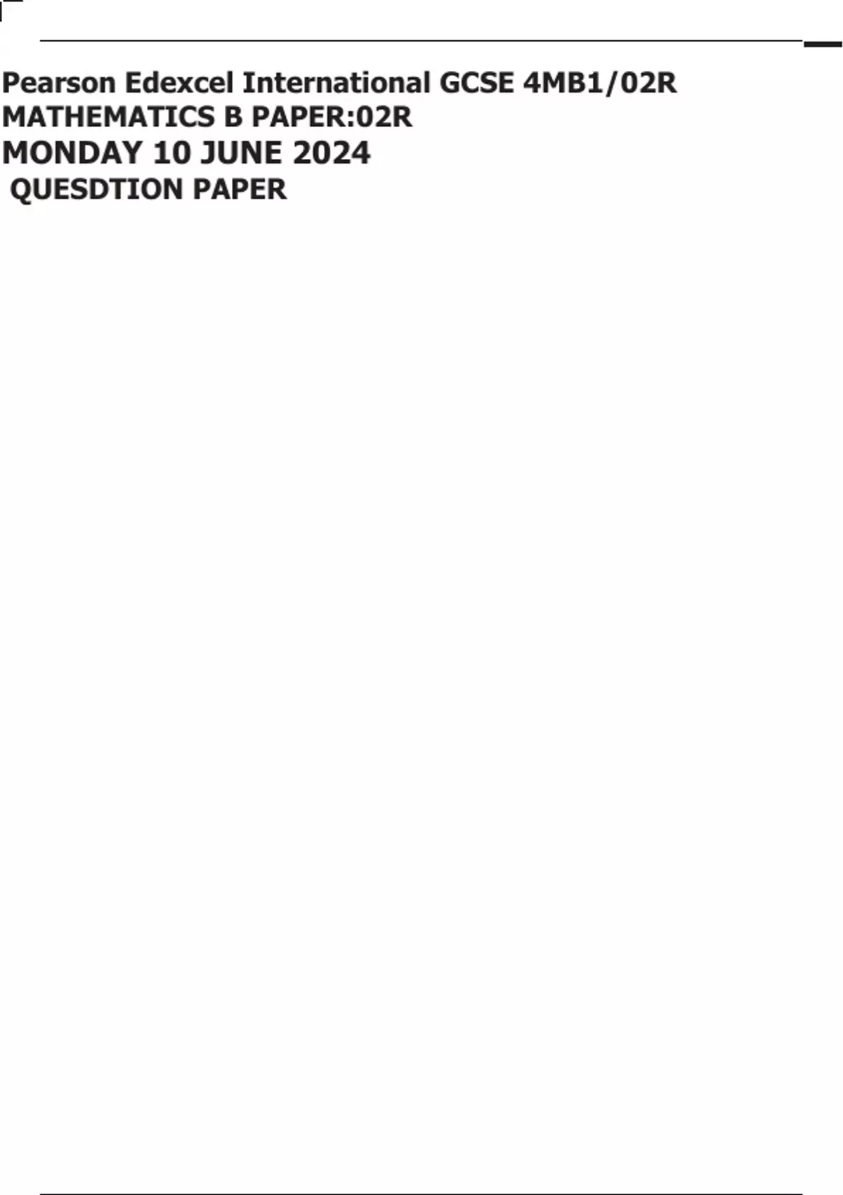 Pearson Edexcel International GCSE 4MB1/02R MATHEMATICS B PAPER:02R ...