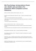 MA Psychology Jurisprudence Exam 112&comma; Health care providers Pro Questions With Complete Correct Solutions&period;