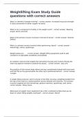 Weightlifting Exam Study Guide questions with correct answers&period;