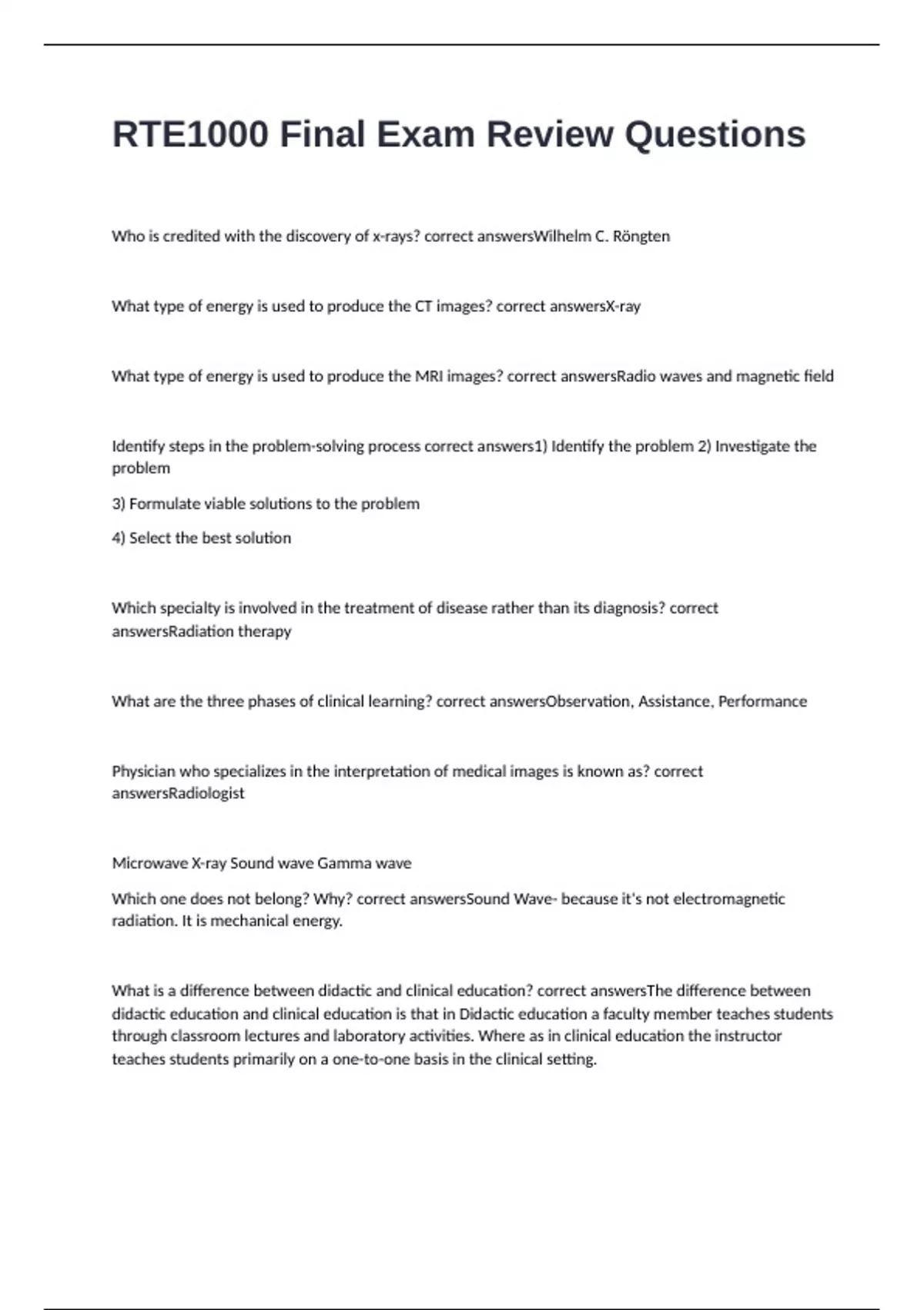 RTE1000 Final Exam Review Questions 2024/2025 with 100% correct answers ...