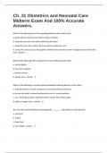 Ch&period; 31 Obstetrics and Neonatal Care Midterm Exam And 100&percnt; Accurate Answers&period;