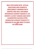 NSCA CPSS EXAM WITH  ACTUAL QUESTIONS AND COMPLETE 100&percnt;CORRECT ANSWERS WITH VERIFIED AND WELL EXPLAINED RATIONALES ALREADY GRADED A&plus; BY EXPERTS &vert;LATEST VERSION 2024 WITH GUARANTEED SUCCESS AFTER DOWNLOAD ALREADY PASSED&excl;&excl;&excl;&excl;&excl;&excl;&excl; &lpar;PROVEN ITS ALL YOU NEED TO E