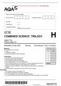 VERIFIED&sol;AQA 2024 GCSE COMBINED SCIENCE 8464&sol;P&sol;1H&colon; TRILOGY Higher Tier  Physics Paper 1H MERGED QUESTION PAPER> MARK SCHEME>INSERT> 100&percnt; GUARANTEE 