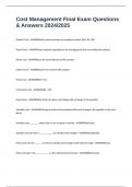 Cost Management Final Exam Questions & Answers 2024&sol;2025