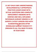 FL DCF CHILD CARE UNDERSTANDING DEVELOPMENTALLY APPROPRIATE PRACTICES &lpar;UDAP&rpar; EXAM WITH   ACTUAL QUESTIONS AND COMPLETE 100&percnt;CORRECT ANSWERS WITH VERIFIED AND WELL EXPLAINED RATIONALES ALREADY GRADED A&plus; BY EXPERTS &vert;LATEST VERSION 2024 WITH GUARANTEED SUCCES