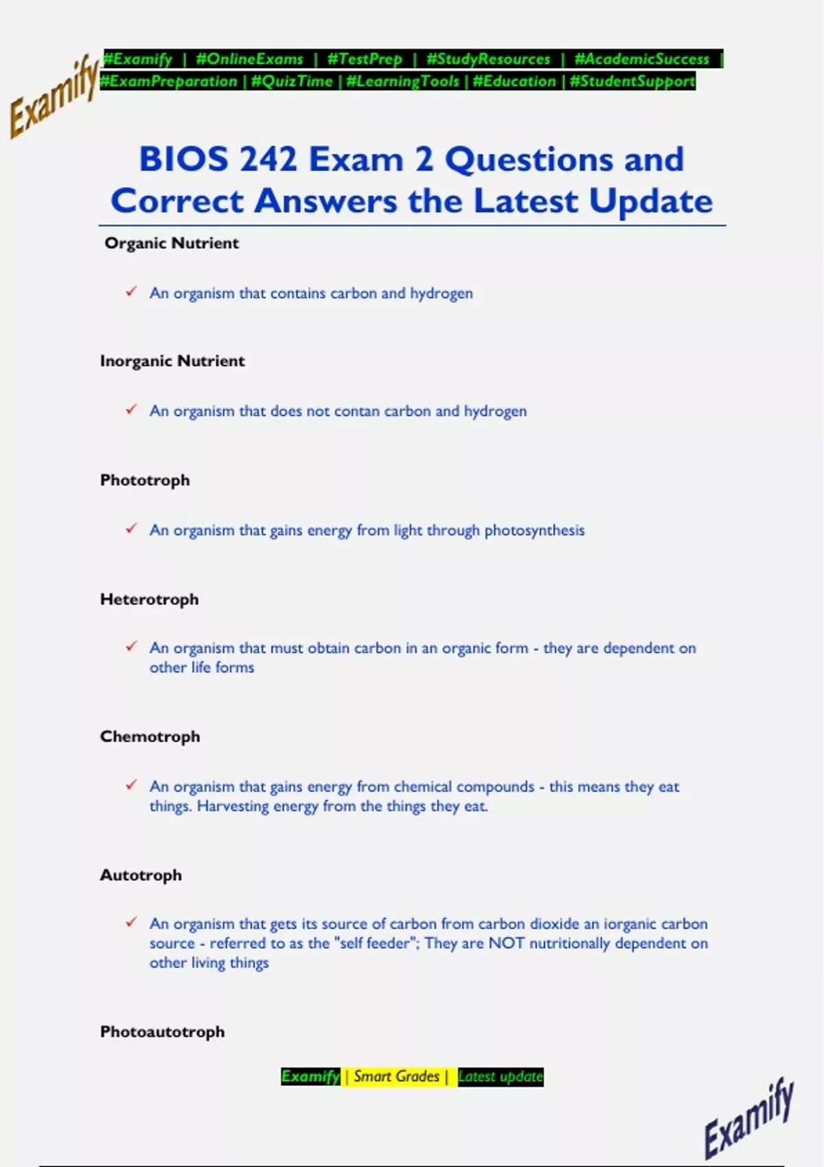 BIOS 242 Exam 2 Questions and Correct Answers the Latest Update - BIOS ...