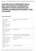 NUR 2092 HEALTH ASSESSMENT EXAM 2 &vert;2024-2025 UPDATE&vert; COMPREHENSIVE FREQUENTLY TESTED QUESTIONS AND VERIFIED ANSWERS&sol;SOLUTIONS&vert;GET IT 100&percnt; ACCURATE&excl;&excl;