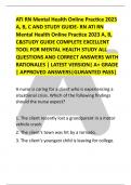 ATI RN Mental Health Online Practice 2023  A&comma; B&comma; C AND STUDY GUIDE- RN ATI RN  Mental Health Online Practice 2023 A&comma; B&comma;  C&STUDY GUIDE COMPLETE EXCELLENT  TOOL FOR MENTAL HEALTH STUDY ALL  QUESTIONS AND CORRECT ANSWERS WITH  RATIONALES &vert; LATEST VERSION&vert; A
