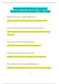 Residential Building Inspection Bundled Exams Questions and Answers Latest Versions &lpar;2024&sol;2025&rpar; &lpar;Complete and Accurate&rpar;