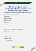 IBA Review Questions for  Certification Questions and Correct  Answers the Latest Update