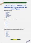 Infection Control - FPCC Exam 1 Questions and Correct Answers the  Latest Update