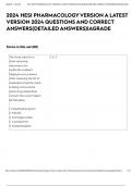 2024 HESI PHARMACOLOGY VERSION A LATEST VERSION 2024 QUESTIONS AND CORRECT ANSWERS&lpar;DETAILED ANSWERS&rpar;&vert;AGRADE