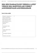 2024 HESI PHARMACOLOGY VERSION A LATEST VERSION 2024 QUESTIONS AND CORRECT ANSWERS&lpar;DETAILED ANSWERS&rpar;&vert;AGRADE