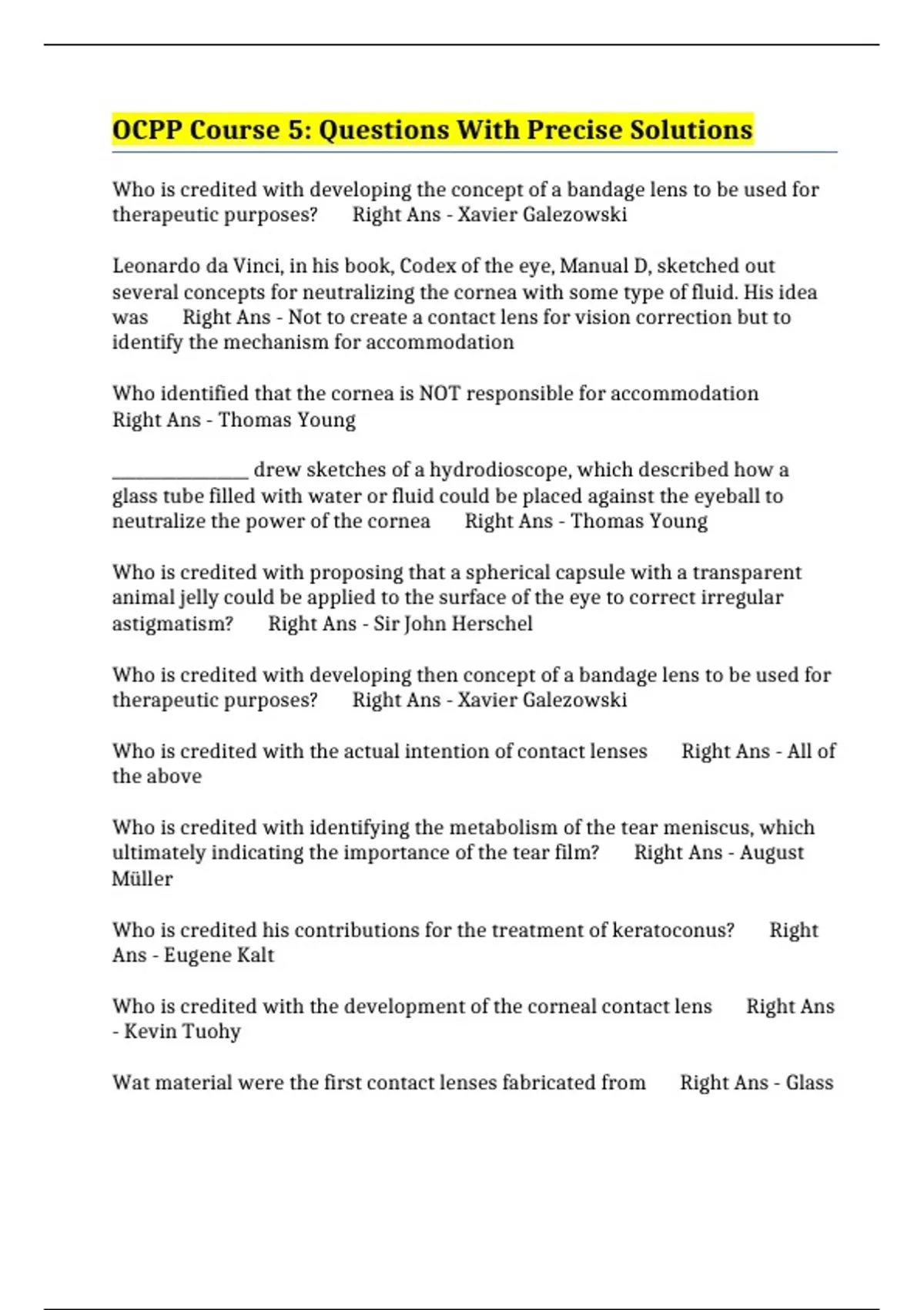 OCPP Course 5: Questions With Precise Solutions - OCPP - Stuvia US