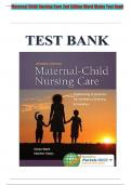 TEST BANK For Maternal-Child Nursing Care with The Women&rsquo;s Health Companion Optimizing Outcomes for Mothers&comma; Children&comma; and Families&comma; 2nd Edition&comma; Susan L&period; Ward&comma; Shelton M&period; Hisley &vert; Verified Chapter's 1 - 49 &vert; Complete
